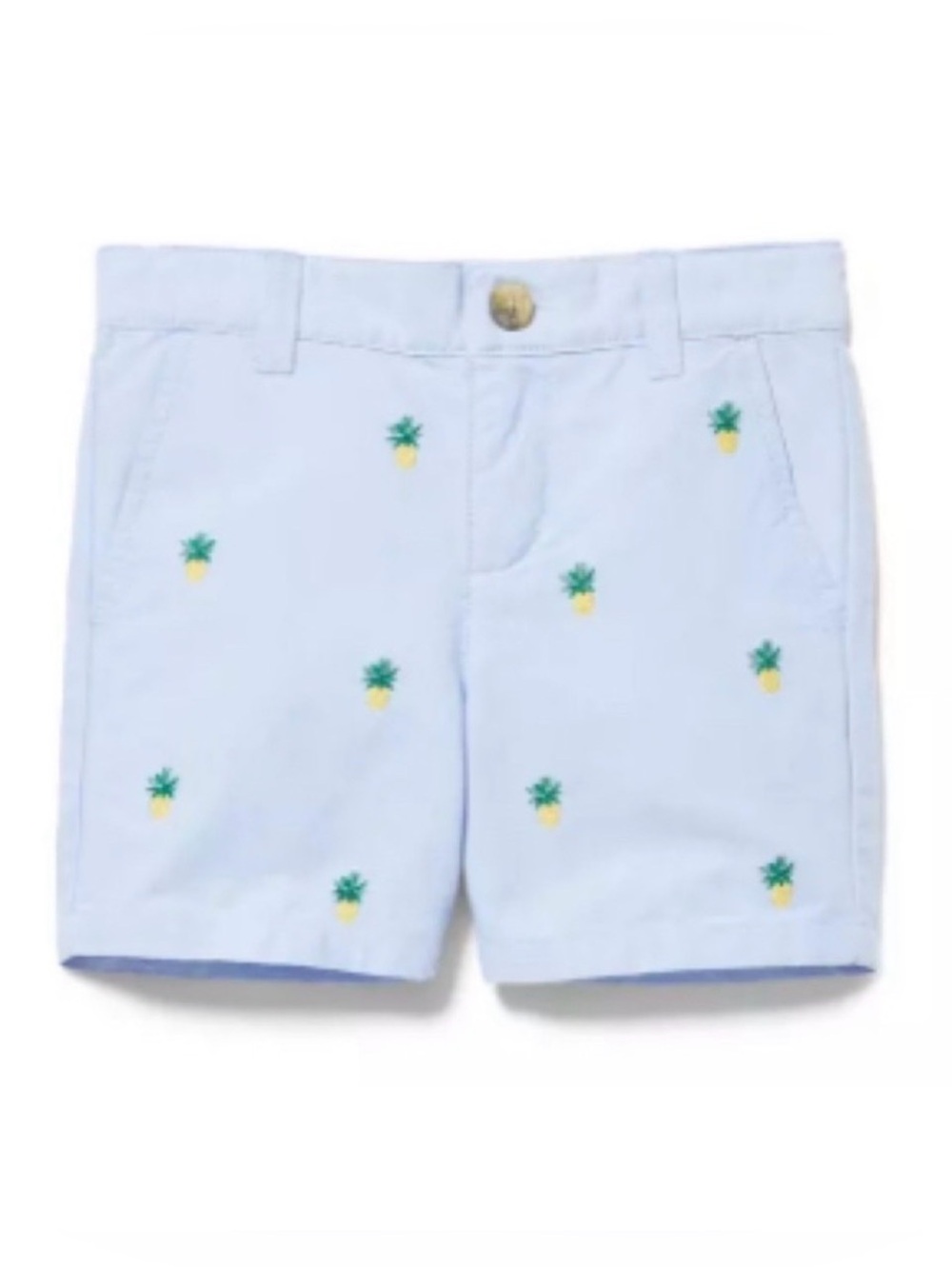 Janie and Jack Light Blue Pineapple Embroidered Shorts